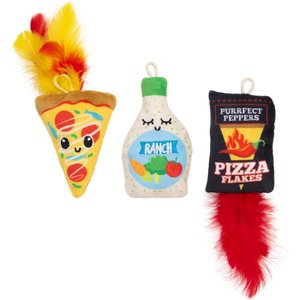 Quirky Kitty Pizza Night Retractable Wand Cat Toy, 3 count