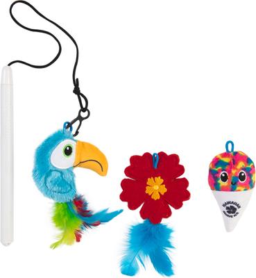 Show full view: Quirky Kitty Tropical Tabby Retractable Wand Cat Toy, 3 count slide 3 of 6
