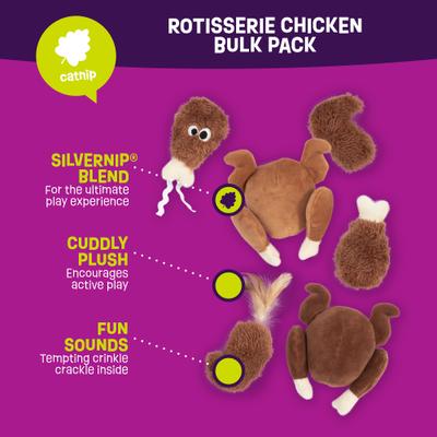 Show full view: Mad Cat Rotisserie Chicken Plush Cat Toy, 6 count slide 3 of 7