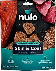 Nulo Functional Skin & Coat Salmon Jerky Dog Treats, 5-oz pouch