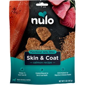 Nulo Functional Skin & Coat Salmon Jerky Dog Treats, 5-oz pouch