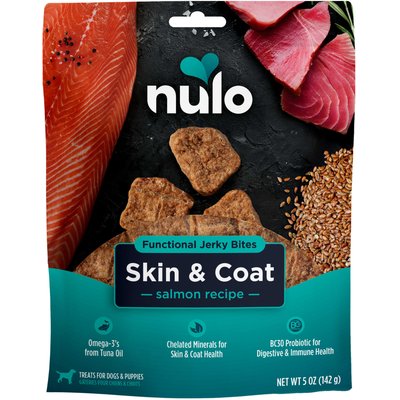 Nulo Nulo Functional Skin & Coat Salmon Jerky Dog Treats, 5-oz pouch