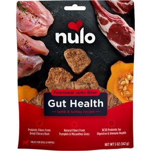 Nulo Functional Gut Health Lamb & Turkey Jerky Dog Treats, 5-oz pouch