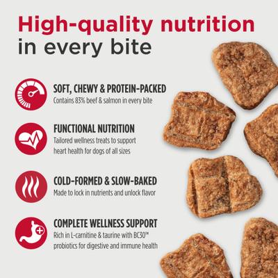 Show full view: Nulo Functional Healthy Heart Beef & Salmon Jerky Dog Treats, 5-oz pouch slide 4 of 11