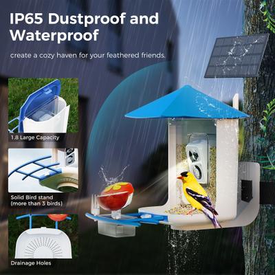 Show full view: PerchMe Canopy Smart Bird Feeder with Camera, Azure slide 7 of 11
