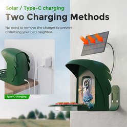 PerchMe Feather-Shaped Smart Bird Feeder with Camera, Forest Green slide 2 of 9