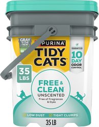 Tidy Cats Free & Clean Unscented Clumping Clay Cat Litter, 35-lb pail slide 1 of 9