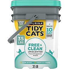 Tidy Cats Free & Clean Unscented Clumping Clay Cat Litter, 35-lb pail