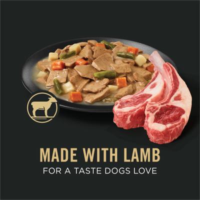 Show full view: Purina Pro Plan Savor Adult Lamb & Vegetables Entree Slices in Gravy Canned Dog Food, 13-oz, case of 12 slide 4 of 12