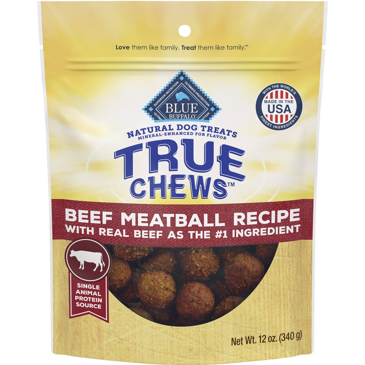 Blue Buffalo True Chews Beef Meatball Recipe Natural Dog Treats, 12-oz bag