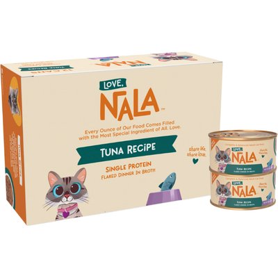 Love, Nala Love, Nala Single Protein Flaked Tuna Recipe in Broth Adult Wet Cat Food, 2.8-oz can, case of 12