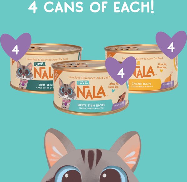 Love, Nala Single Protein Flaked Variety Pack in Broth Adult Wet Cat Food