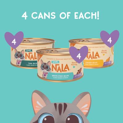 Show full view: Love, Nala Single Protein Flaked Variety Pack in Broth Adult Wet Cat Food, 2.8-oz can, case of 12 slide 3 of 8