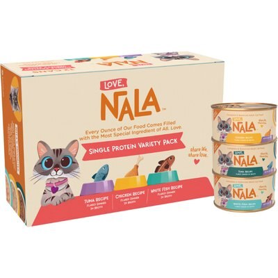 Love, Nala Love, Nala Single Protein Flaked Variety Pack in Broth Adult Wet Cat Food, 2.8-oz can, case of 12