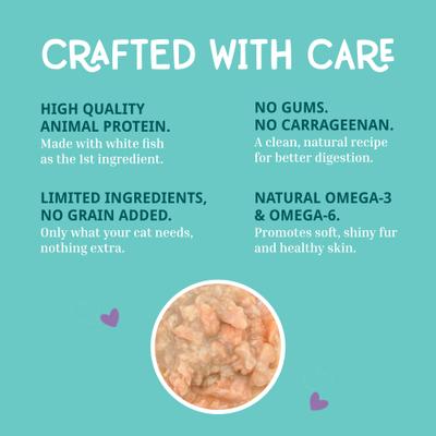 Show full view: Love, Nala Single Protein Flaked Ocean White Fish Recipe in Broth Adult Wet Cat Food, 2.8-oz can, case of 12 slide 4 of 8