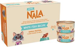 Love, Nala Single Protein Flaked Ocean White Fish Recipe in Broth Adult Wet Cat Food, 2.8-oz can, case of 12