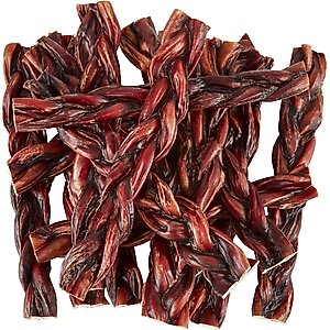 Bones & Chews Made in USA 12" Braided Bully Stick Dog Treat, 25 count