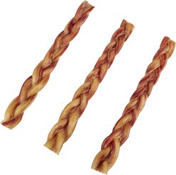 Bones & Chews Made in USA 12" Braided Bully Stick Dog Treat, 3 count