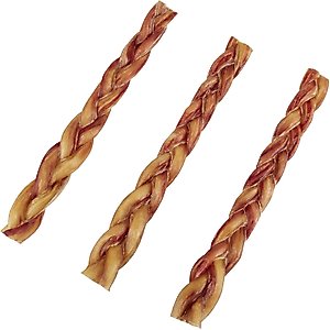 Bones & Chews Made in USA 12" Braided Bully Stick Dog Treat, 3 count