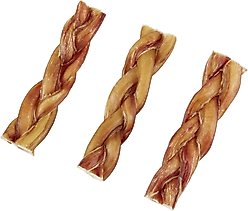 Bones & Chews Made in USA 6" Braided Bully Stick Dog Treat, 3 count