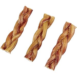 Bones & Chews Made in USA 6" Braided Bully Stick Dog Treat, 3 count