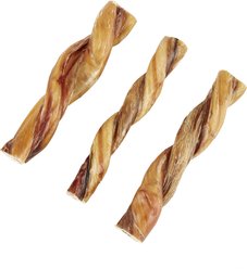 Bones & Chews Made in USA 6" Twisted Bully Stick Dog Treat, 3 count