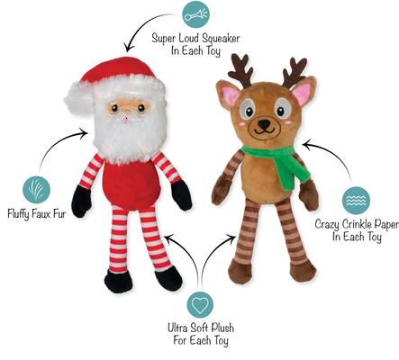 Show full view: Fringe Studio Christmas Friends at Frost Sight Plush Dog Toy Set, 2 count slide 2 of 5