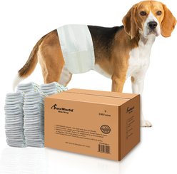 PetsWorld Super Absorbent Comfort Fit Disposable Male Dog Wraps, 100 count, Small: 10.5 to 16-in