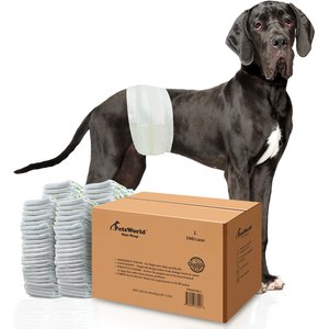 PetsWorld Super Absorbent Comfort Fit Disposable Male Dog Wraps, 100 count, Large: 21 to 30-in