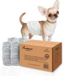 PetsWorld Super Absorbent Comfort Fit Disposable Male Dog Wraps, 100 count, X-Small: 8.5 to 10.5-in