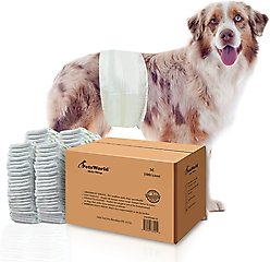 PetsWorld Super Absorbent Comfort Fit Disposable Male Dog Wraps, 100 count, Medium: 16 to 21-in