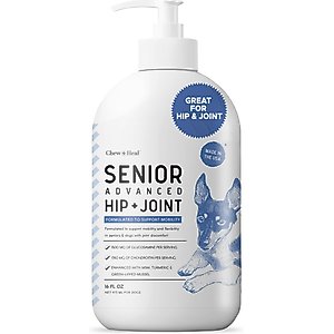 Chew + Heal High-Potency Advanced Mobility Support Bacon Flavored Liquid Supplement for Senior Dogs, 16-fl oz bottle