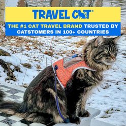 Travel Cat The Pathfinder Reflective Cat Harness with GPS Tracker Pocket, Orange Sunset, Small: 14 to 16-in chest slide 2 of 9