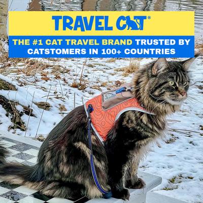 Show full view: Travel Cat The Pathfinder Reflective Cat Harness with GPS Tracker Pocket, Orange Sunset, Small: 14 to 16-in chest slide 2 of 10