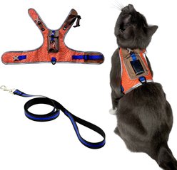 Travel Cat The Pathfinder Reflective Cat Harness with GPS Tracker Pocket, Orange Sunset, Small: 14 to 16-in chest