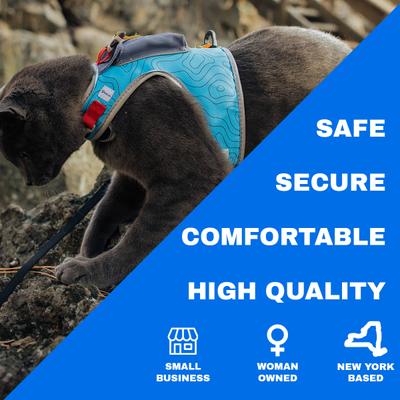 Show full view: Travel Cat The Pathfinder Reflective Cat Harness with GPS Tracker Pocket, Blue Sky, Small: 14 to 16-in chest slide 4 of 10