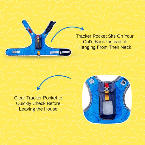 Travel Cat The Pathfinder Reflective Cat Harness with GPS Tracker Pocket