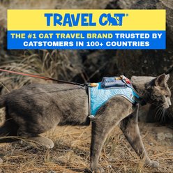 Travel Cat The Pathfinder Reflective Cat Harness with GPS Tracker Pocket, Blue Sky, Medium: 15 to 17.3-in chest slide 2 of 9