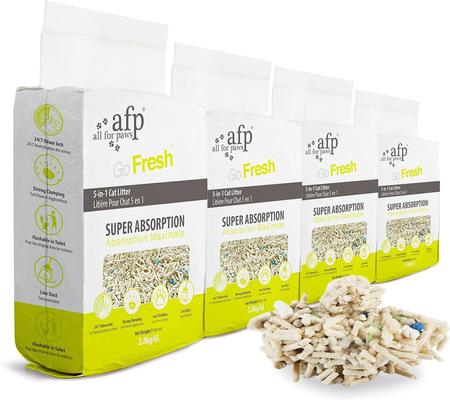 Show full view: allforpaws 5-in-1 Unscented Clumping Tofu Cat Litter, 2.8-kg bag, case of 4 slide 10 of 10