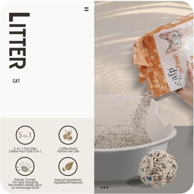 Show full view: allforpaws 5-in-1 Coffee Scented Clumping Tofu Cat Litter, 2.5-kg bag, case of 6 slide 3 of 10