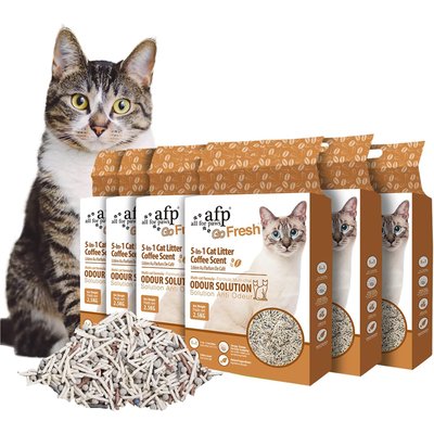 allforpaws allforpaws 5-in-1 Coffee Scented Clumping Tofu Cat Litter, 2.5-kg bag, case of 6