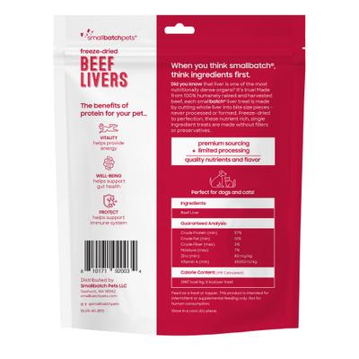 Show full view: Smallbatch Pets Freeze-Dried Beef Livers Dog Treat, 4-oz bag slide 3 of 8