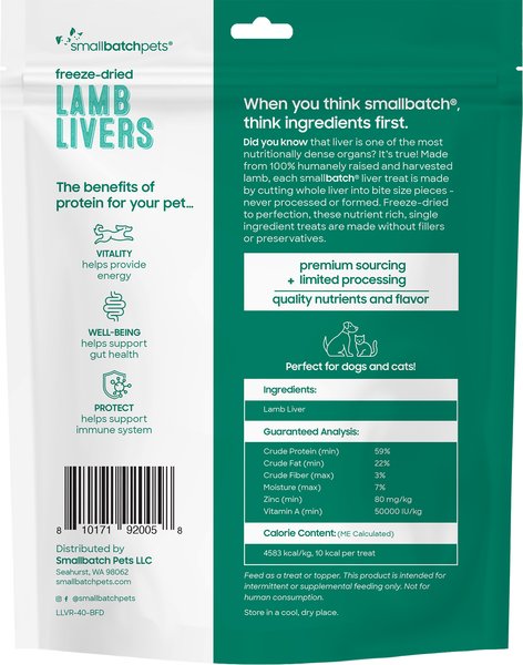 Smallbatch Pets Freeze-Dried Lamb Livers Dog Treat, 4-oz bag