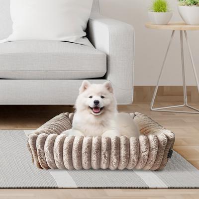 Show full view: Elle Decor Square Cuddler Plush Dog Bed, Beige slide 5 of 7