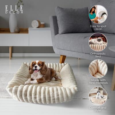 Show full view: Elle Decor Square Cuddler Plush Dog Bed, Ivory slide 7 of 7