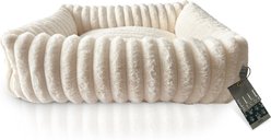 Elle Decor Square Cuddler Plush Dog Bed, Ivory