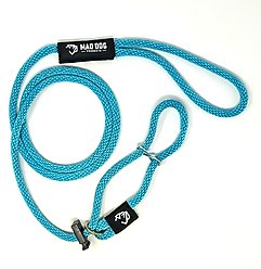 Mad Dog Products Signature Rope Easy Leader Slip Lead Dog Leash, Aqua, 6-ft long, 1/2-in wide