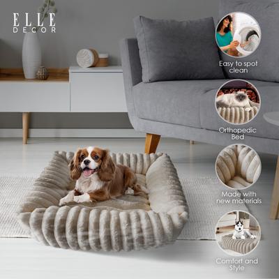 Show full view: Elle Decor Square Cuddler Plush Dog Bed, Beige slide 7 of 7