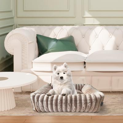 Show full view: Elle Decor Square Cuddler Plush Dog Bed, Beige slide 4 of 7