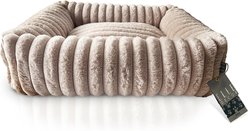 Elle Decor Square Cuddler Plush Dog Bed, Beige